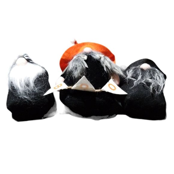 Halloween Gnomes With Polka Dot & Plaid Witch Hats Boo Banner Set of 3 - Picture 7 of 13